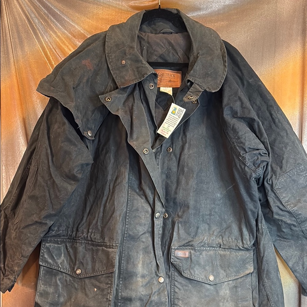 Outback Men's Black Waxed long XXXL Jacket bag102 or‎ 501